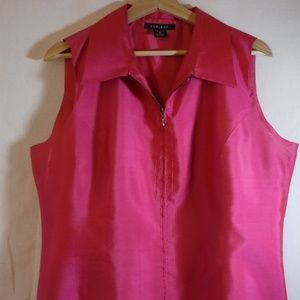 Silkland Pink Sleeveless Zipper Front Blouse Sz XL